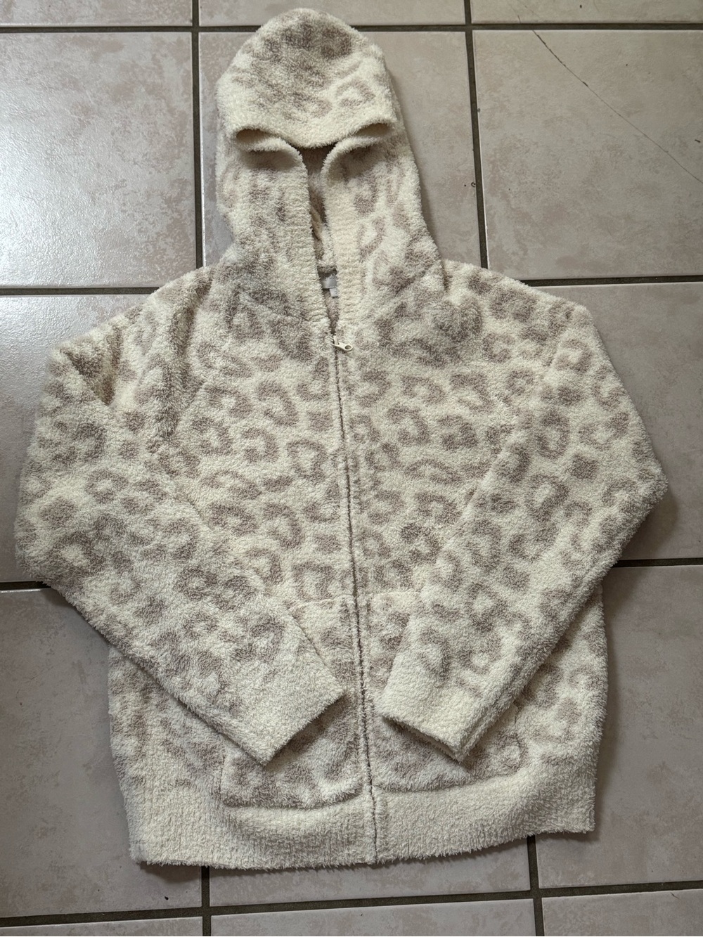 arefoot Dreams CozyChic Leopard Print Hooded Zip-Up Jacket Size M
